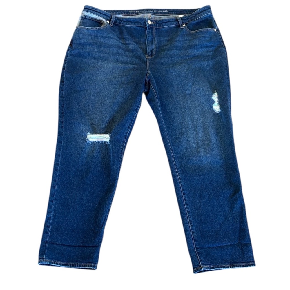 Chico's Perfect Stretch Girlfriend Slim Leg Ankle Jeans Size 18 (Chicos 3.5)